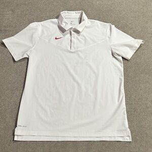 Nike Men's White Polo with Red Logo